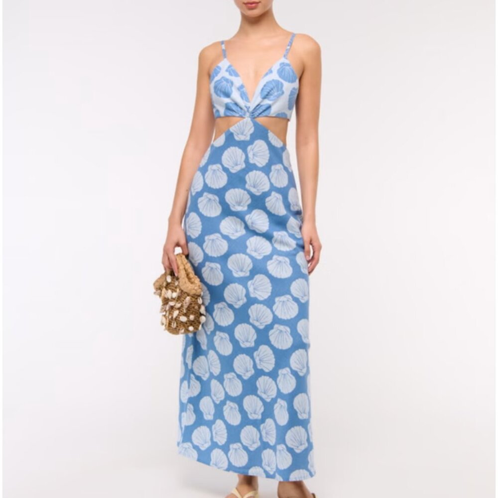 Abercombie Maxi Dress coastal dress blue maxi